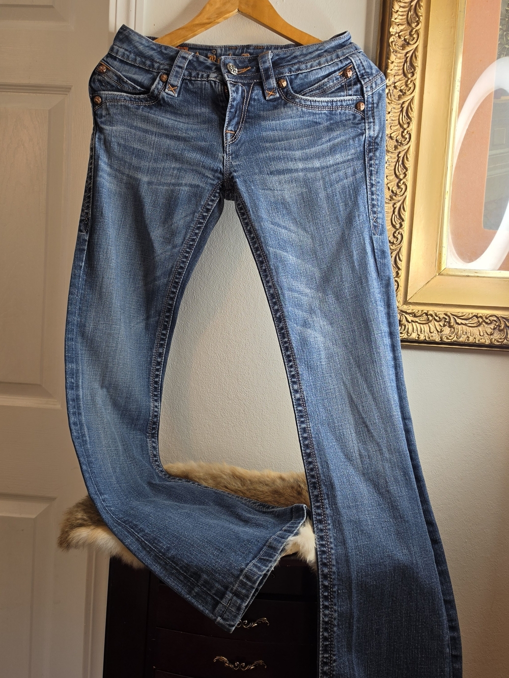 Rock Revival Ladies Flare Jeans in Medium Blue Wash